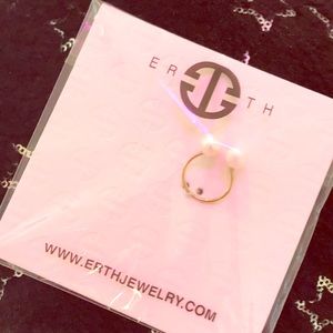 Erth pearl ring adjustable gold plated